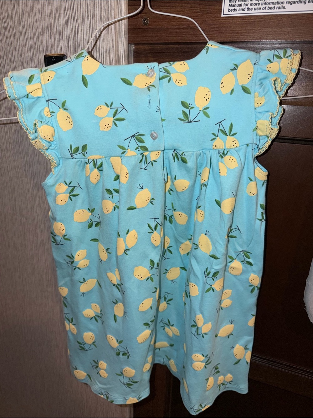 bella bliss | Aqua Dress with Yellow Lemon Print, size 5 - Picture 3 of 3